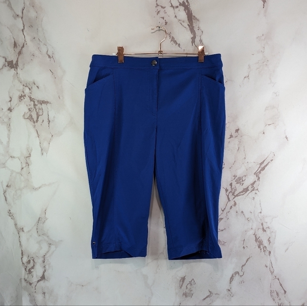 Chicos Pants Women 8 1 Blue Capri Weekends Pedal Pusher Nylon High Rise